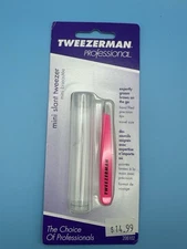 Tweezerman Professional ~ Stainless Steel Mini Slant Tweezer  FLAMINGO PINK #C98