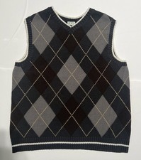 CHILDRENS PLACE Size L 10/12 Gray Argyle Sweater Vest Dressy Comfy Boys