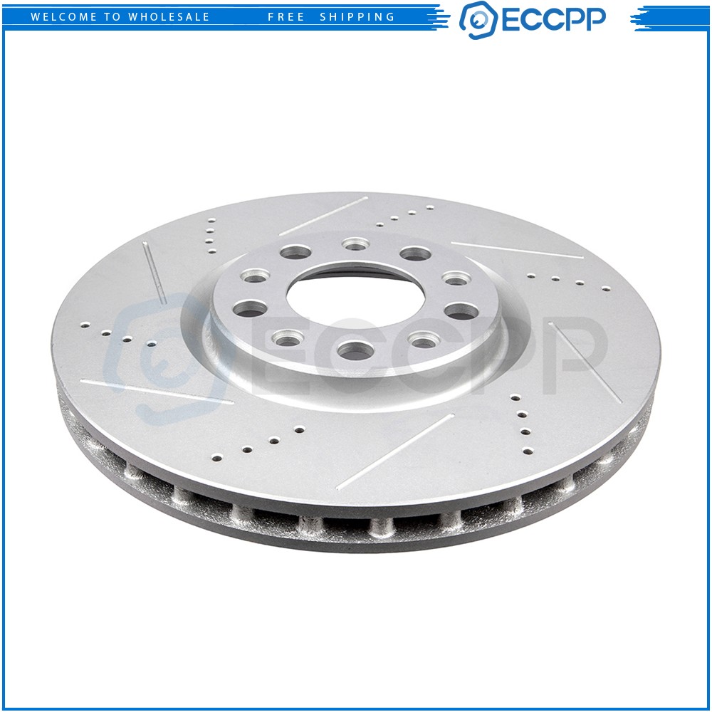 Front Drilled Slotted Brake Rotors Black & Pads for 2013-2016 Dodge Dart 2.4L