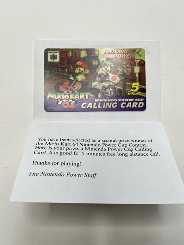 Nintendo Power N64 Mario Kart 1997 Mario Raceway Competition Prize Calling Card - Picture 2 of 3