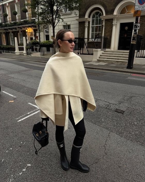 ZARA WOMAN FW25 WOOL BLEND CAPE COAT ZW COLL ECRU S  NWT image 7