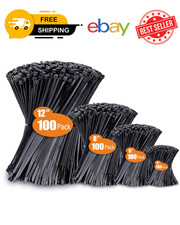 Zip Ties Assorted Sizes 4 6 8 12 , 400 Pack, Black Cable Ties, UV Resistant