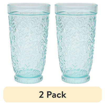 #ad 2 Pack 24 Ounce Embossed Tritan Ditsy Tall Tumbler Drinking Glass Drinkware New $10.36