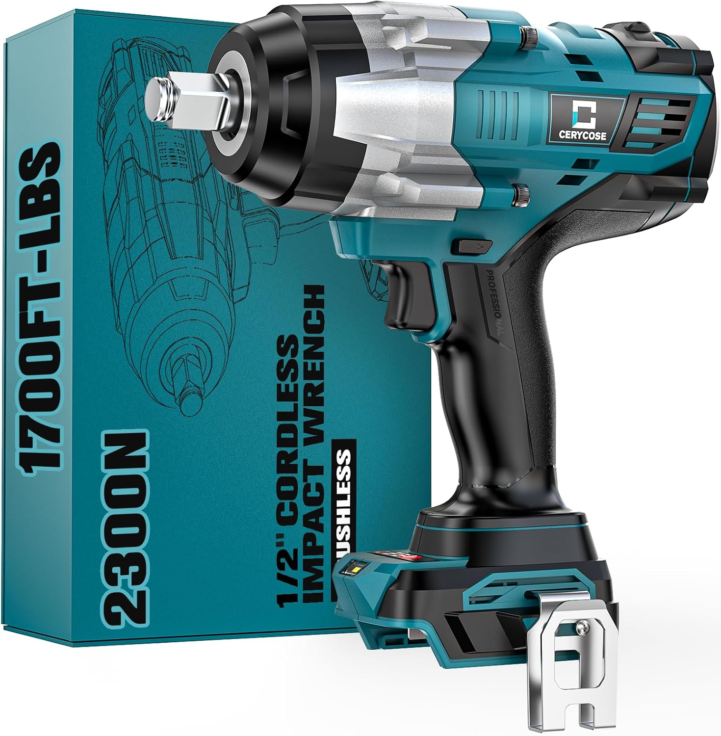 Cordless Impact Wrench 1/2 Inch Compatible with Makita Battery: 1700FT-LBS High