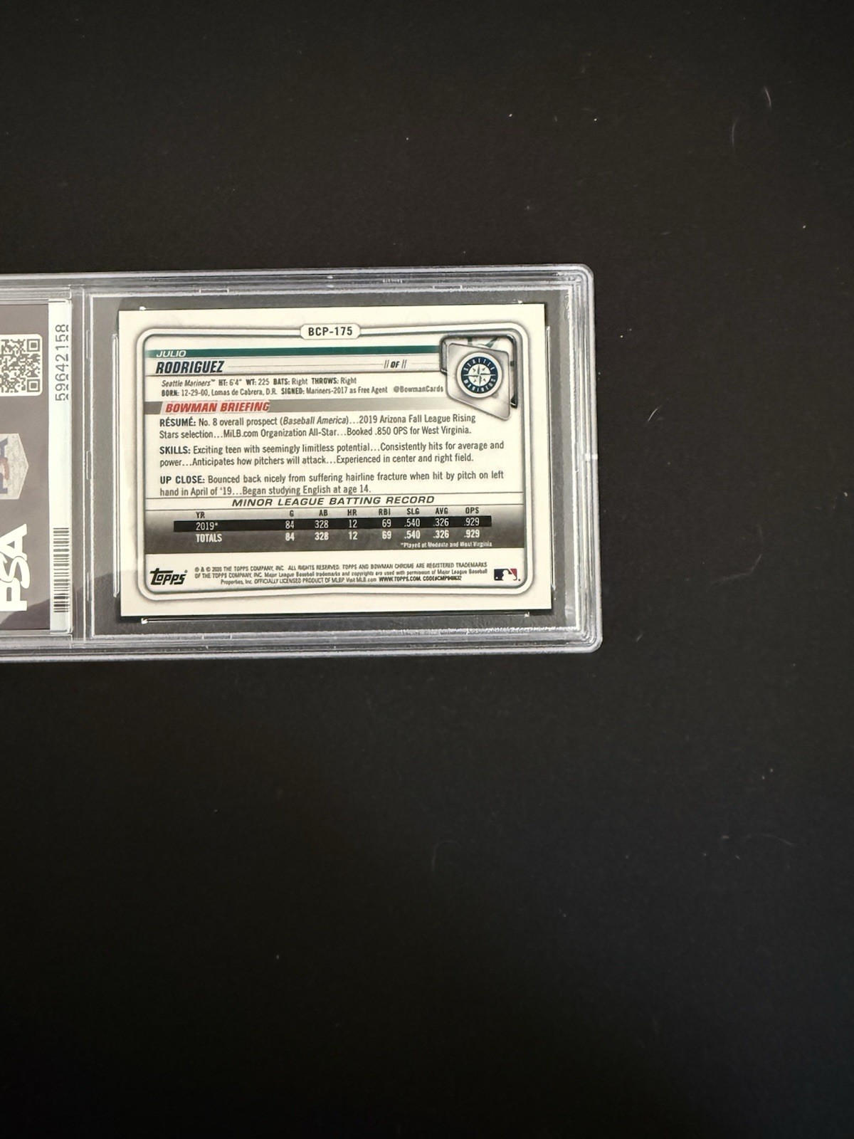 PSA 10 JULIO RODRIGUEZ 2020 Bowman Chrome GOLD SHIMMER REFRACTOR /50 RC PSA 10  view 4
