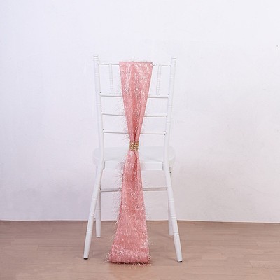 5 ROSE GOLD Polyester Chair SASHES Metallic Fringe Party Events Home Decorations
