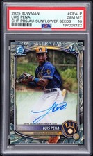 2025 Bowman Luis Pena Sunflower Seed 1st Auto /5 PSA 10 Brewers