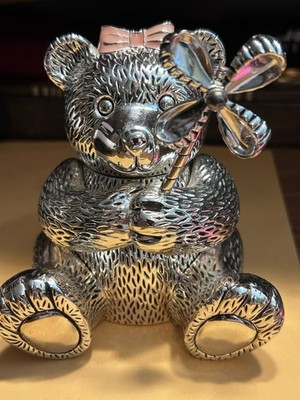 Reed & Barton Heavy Metal Girl Bear Coin Bank