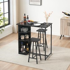 High-legged Dining Table Set 3 Piece Bar Table  Chairs for 2 People Multicolor