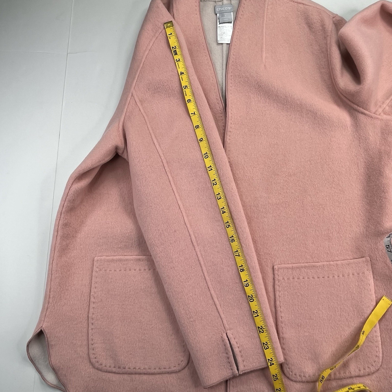 Chicos Pink Boiled Wool Blend Size 3 Open Front C… - image 10