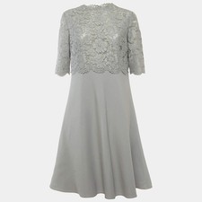 Dolce Gabbana Grey Lace and Wool Dress L