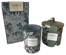 William Morris & Co~bathroom vanity set~3 pieces~glass~Blue/green Floral~NWT~