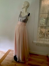 Ballet Pink Silver Sequin Dress Event Wedding Formal Gown Romantic Glam Femme