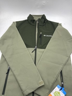 COLUMBIA MEN ASCENDER SOFTSHELL JACKET GREEN STONE/GREENSCAPE SIZE SMALL