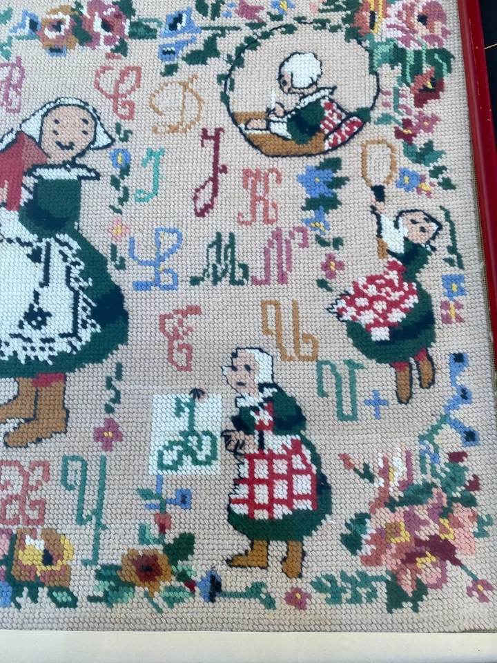 ANCIEN ABECEDAIRE POUPEE BECASSINE ANNEE 60 DECO AVEC LOULOTTE BLEUETTE 50/40 CM - Photo 4/4