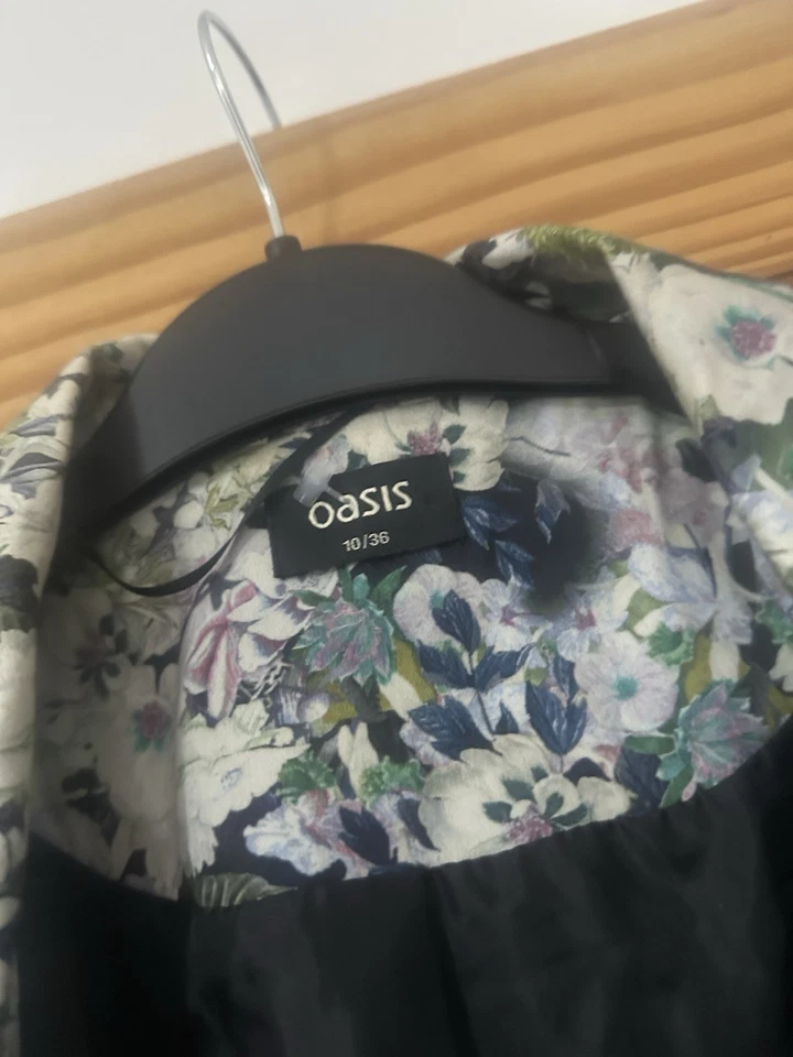 Gorgeous Oasis Floral Cotton Blend Blazer Jacket - Size 10 / 36 - Image 3 of 4