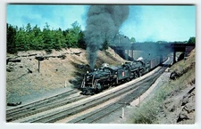 Vintage Canadian National Doubleheaded Steam Locomotives Postcard