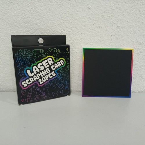 Colourful 20pcs Laser Scraping Card Toy Fun Drawing School Kids Rainbow - Picture 4 of 5