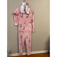 Hello Kitty ONE PIECE Women S Pink Fleece Zip Up Hooded Pajamas LZ44903
