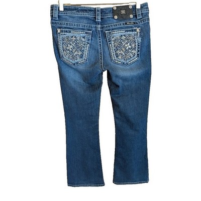 Miss Me Signature Boot Cut Rhinestone Jeans Womens 29 Floral Bling Western Rodeo