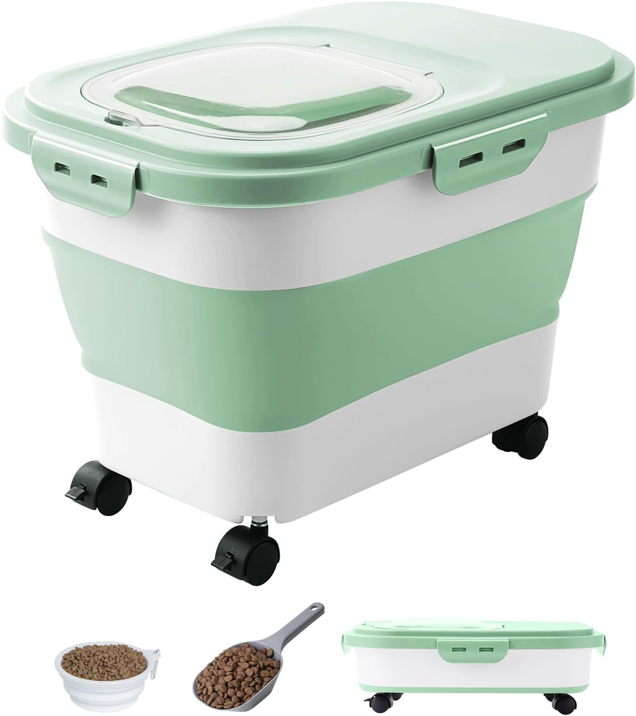 Storage Container - Collapsible Dog Food Container With Attac