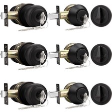 Probrico Keyed Alike Entry Door Knob And Single Cylinder Deadbolt Lockset, Oil