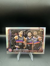 2025-26 Topps #279 Detroit Pistons Rain 3 Pointers Shoot Lights Out Rainbow Foil