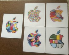 Official Apple Logo Stickers Set of 5 From Gift Cards Abstract Designs