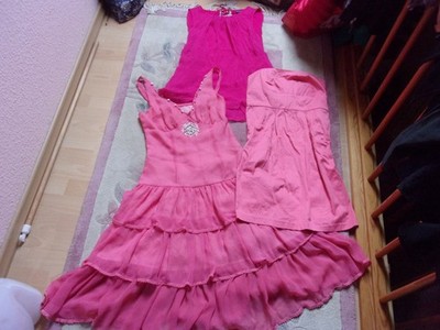 3 Teile Chiffon Crash Volant Kleid Lang Spitze Lagenlook Tunika Bluse Seide Top