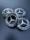 4PCS Mercedes Benz Wheel Center Hub Caps 75mm Dark BLACK Logo Badge Emblem