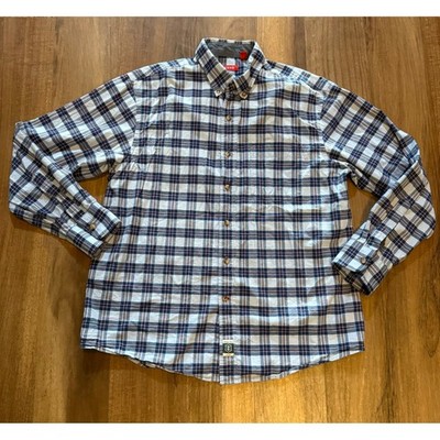 IZOD Heritage Tartan Mens Large Blue White Plaid Button Down Shirt 45FW213456