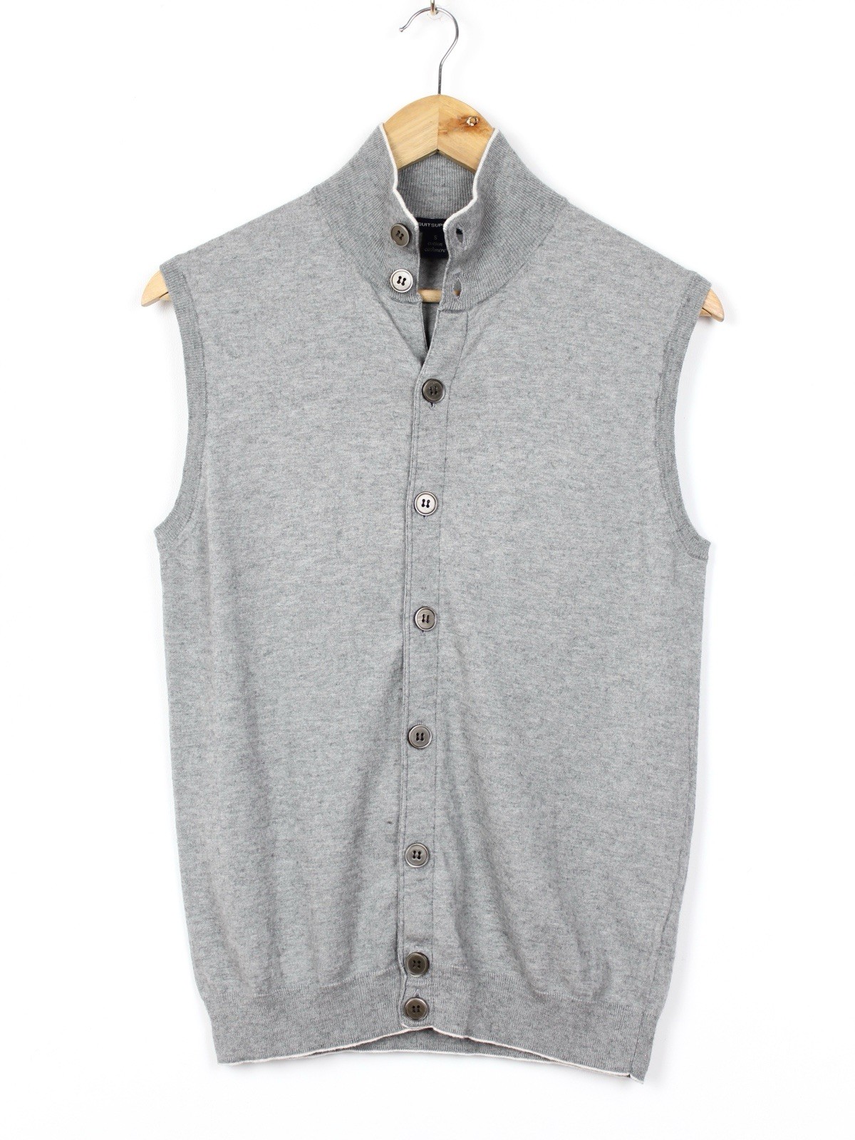 Suitsupply Men’s Grey Cashmere/Cotton Vest Gilet, Size S