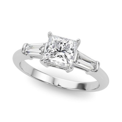 950 Platinum 2.00CT DE/VS Lab-Grown Square Cut Diamond 3 Stone Engagement Ring