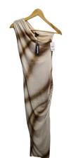 Boohoo Womens Uk10 Off One Shoulder Mesh Bodycon Maxi Dress Browns 0662