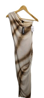 Boohoo Womens Uk10 Off One Shoulder Mesh Bodycon Maxi Dress Browns 0662