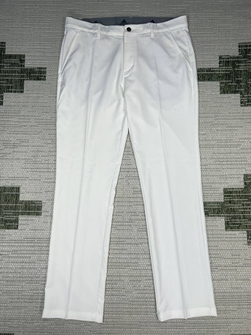 Pants Mens 34 White Regular Fit Trefoil Logo Mid Rise