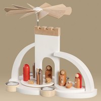 BüGelpyramide Mit Christi Geburt Modern, Weiß Teelicht HöHe 29Cm Neu Weihnachten