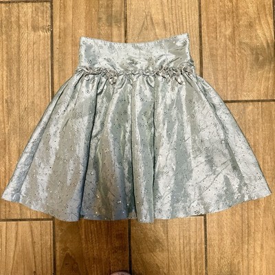 The Children's Place Girls Silver Sparkle HOLIDAY Skirt with Bows Size 8 Sz 8