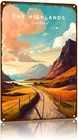 Scottish Highlands Vintage Travel Metal Sign Wall Art 8 X 12 Inch
