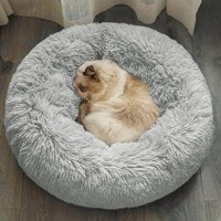 Katzenbett Hundebett Rund Flauschig Waschbar 50Cm Hellgrau