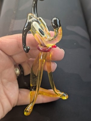 Vintage Walt Disney s Pluto Hand Blown Dog Glass mini Figurine