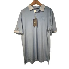 Level Wear Polo Size Large Chevron Employee Uniform Shirt Men's Blue NWT Collar