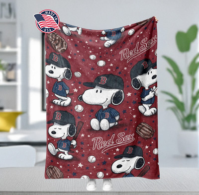 Cute Dog Baseball Red Theme Flannel Blanket Fan Gift