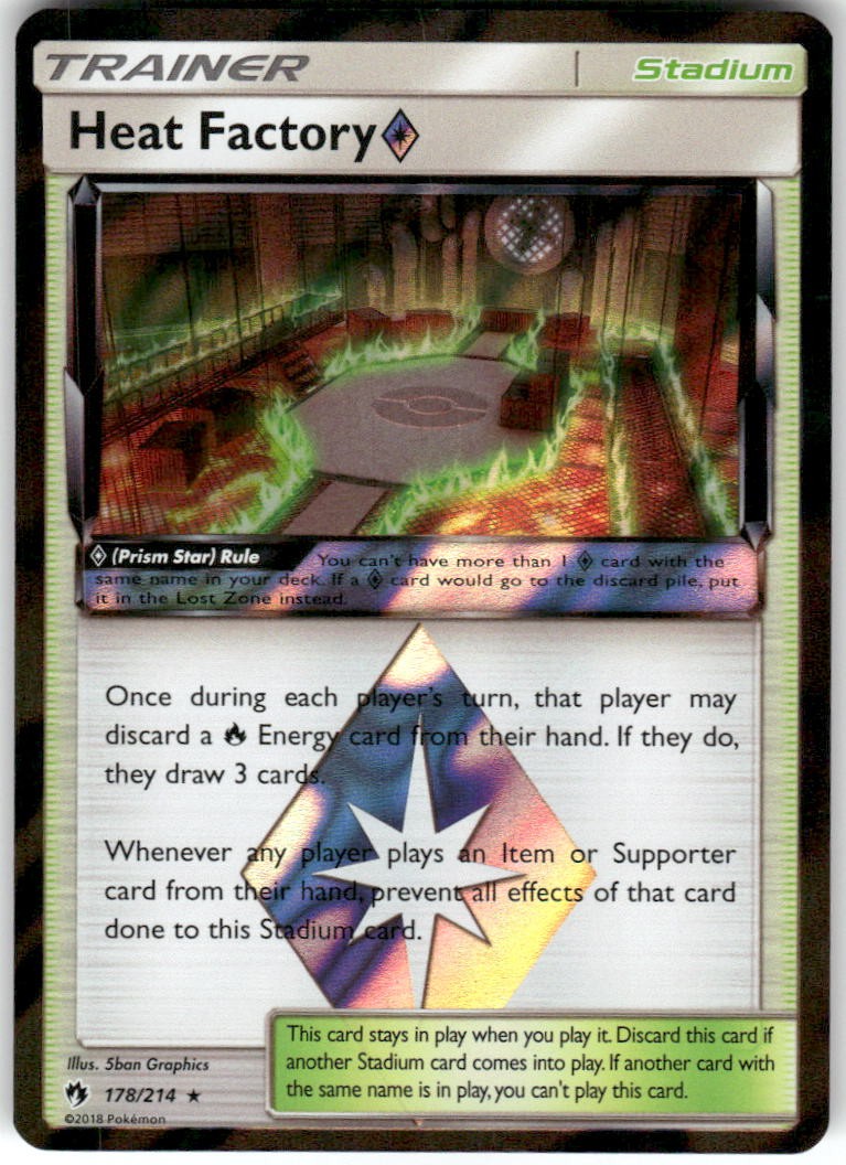Heat Factory ◇ 178/214 Prism Star Rare Lost Thunder Pokemon Holo Lightly Played