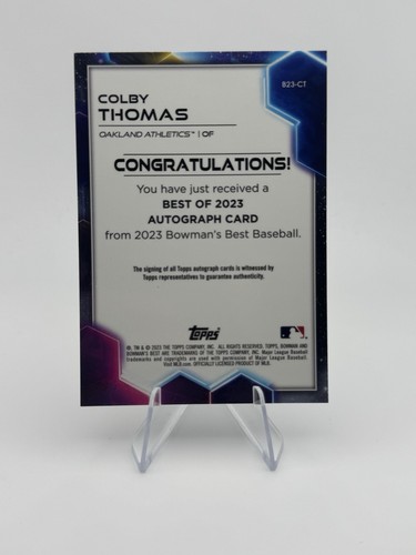 Colby Thomas 2023 Bowman's Best On Card Auto Rookie Athletics RC #B23-CT HOT - Foto 2 di 2