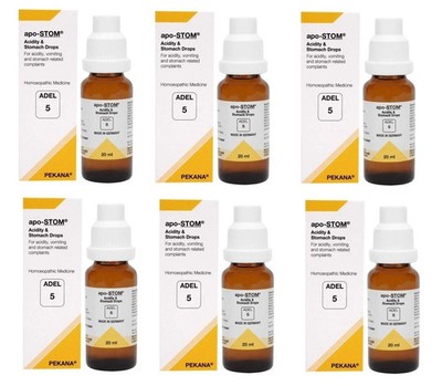 ADEL 5 Acidity & Stomach Drops Pack of 6 Natural Homeopathic Support