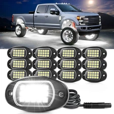 RGB/Pure White LED Rock Lights, 8/12/16 Pods Truck Underbody Glow Neon Light Kit