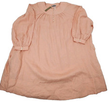 NWT J. Crew 100% Linen Dress 3X Beachy Peach Balloon Sleeve Coastal 