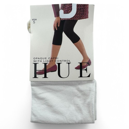 Hue Opaque Capri Tights Light Control Top Size 5 White 1 Pair New