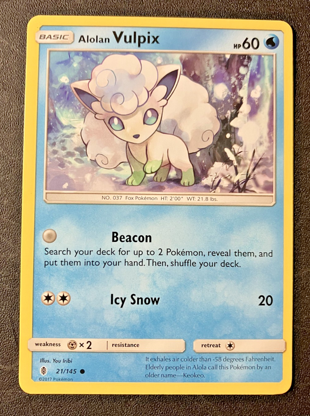 Alolan Vulpix 21/145 - 2017 Pokemon Guardians Rising Common Card - CLEAN NM